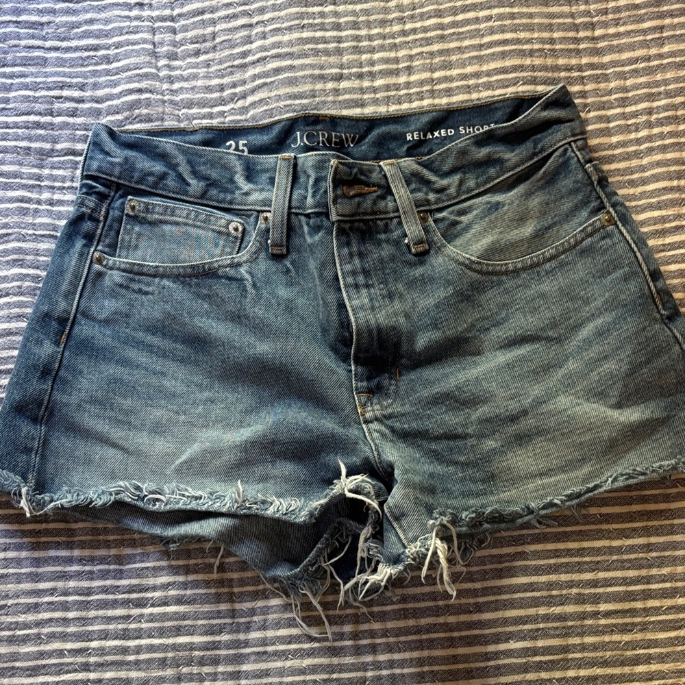 J. Crew Women's Denim Relaxed Cut Shorts in Medium Blue